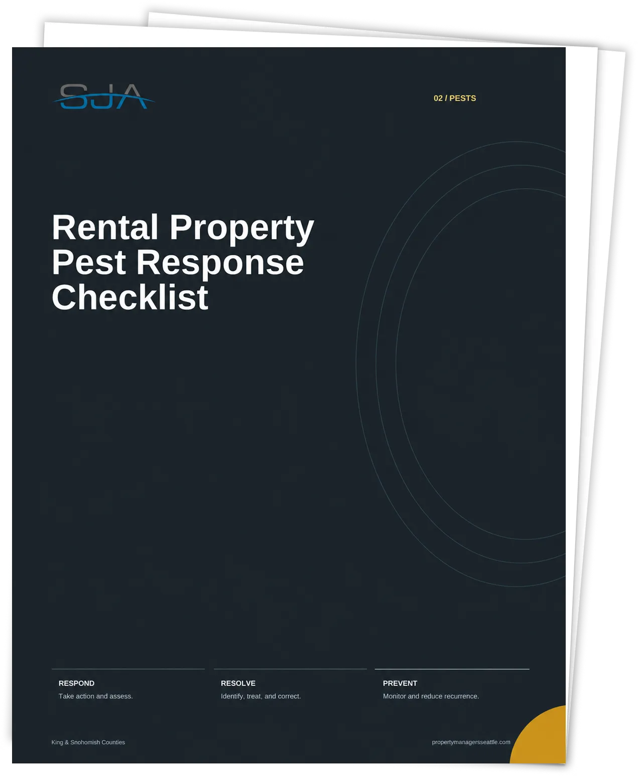SJA Rental Property Pest Response Checklist cover for Washington rental property owners